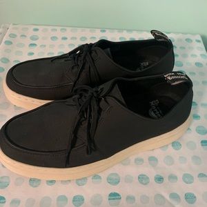 Dr. Martens dark navy canvas platform loafers size 9